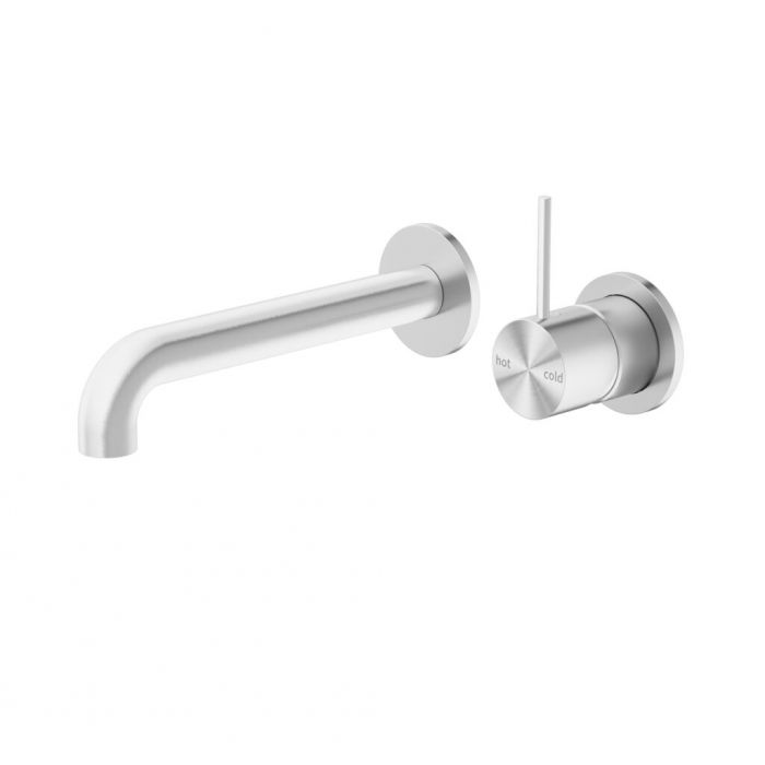 Mecca Handle Up Wall Basin Mixer Combination Seperate Plate - Brushed Nickel