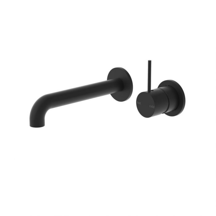 Mecca Handle Up Wall Basin Mixer Combination Seperate Plate - Matte Black