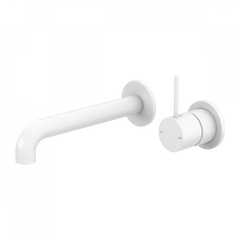 Mecca Handle Up Wall Basin Mixer Combination Seperate Plate - Matte White