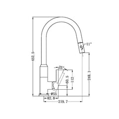 Nero Perl Pull Out Sink Mixer - Gun Metal Grey