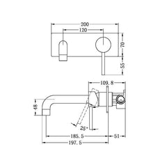 Dolce Angled Wall Basin Mixer - Matte Black