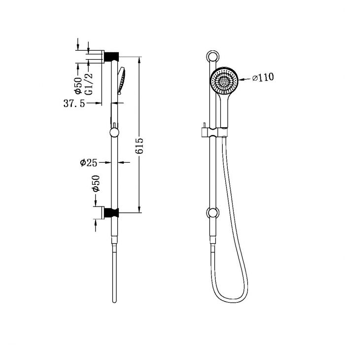 Nero Opal 3 Function Rail Shower w/ Air Shower Brushed Gold