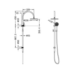 Opal Twin Shower System 230mm Rose Brushed Gold