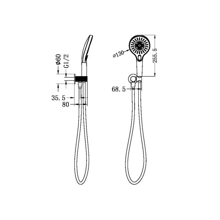 Nero Opal Shower on Bracket - Graphite