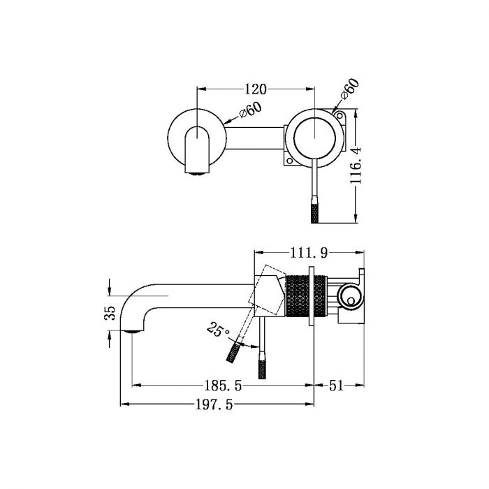 Opal Wall Basin Mixer Graphite Seperate Back Plate