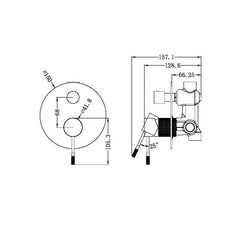 Opal Wall Shower Bath Mixer W/Divertor Graphite