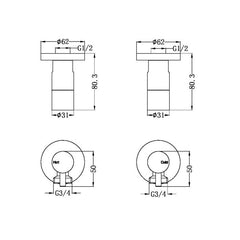 Nero Washing Machine Tap Set - Brushed Nickel