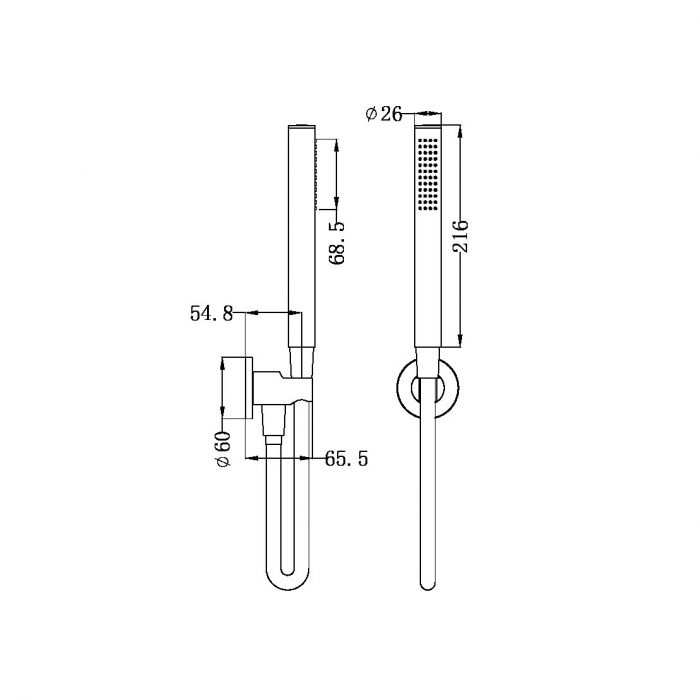 Nero Round Cylinder Shower on Bracket - Brushed Gold