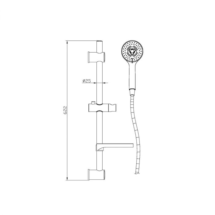 Nero Project Shower And Rail Chrome