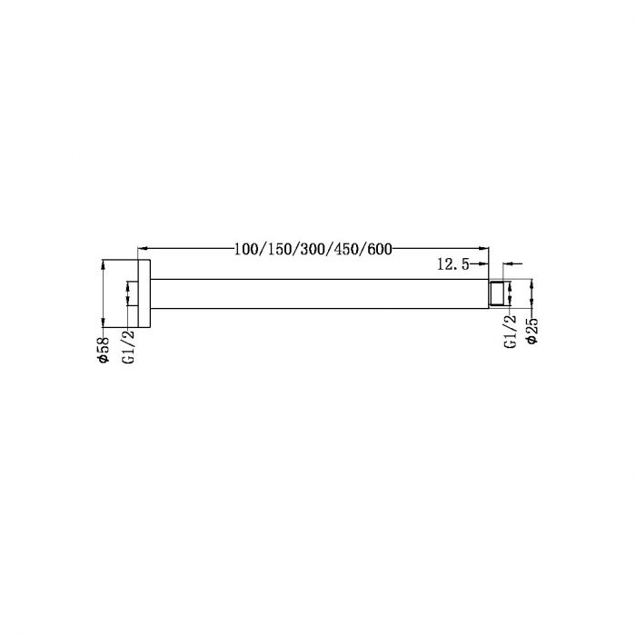 Nero Round Ceiling Arm 150mm long - Graphite