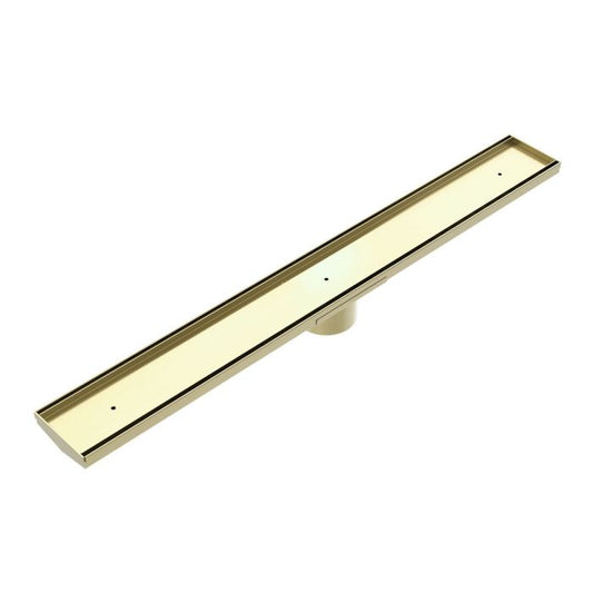 Nero 900mm Tile Insert V Channel Floor Grate 89mm Outlet - Brushed Gold