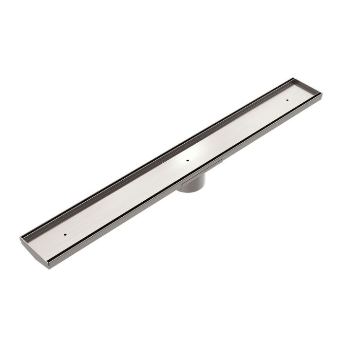 Nero 900mm Tile Insert V Channel Floor Grate 89mm Outlet - Brushed Nickel