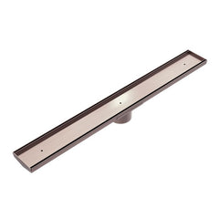 Nero 900mm Tile Insert V Channel Floor Grate 89mm Outlet - Brushed Bronze