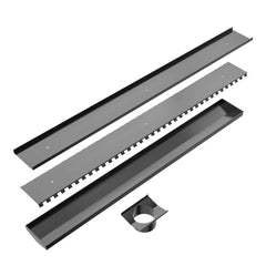 Nero 900mm Tile Insert V Channel Floor Grate 89mm Outlet - Gun Metal