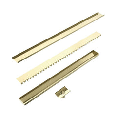 Nero 900mm Tile Insert V Channel Floor Grate 50mm Outlet - Brushed Gold