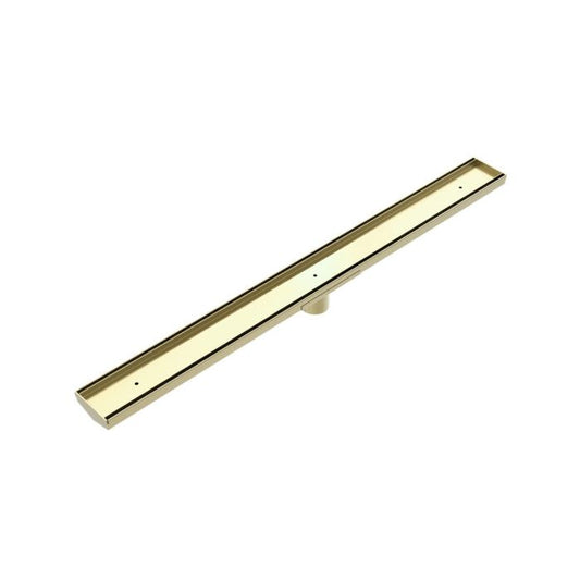 Nero 900mm Tile Insert V Channel Floor Grate 50mm Outlet - Brushed Gold