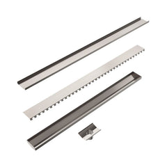 Nero 900mm Tile Insert V Channel Floor Grate 50mm Outlet - Brushed Nickel