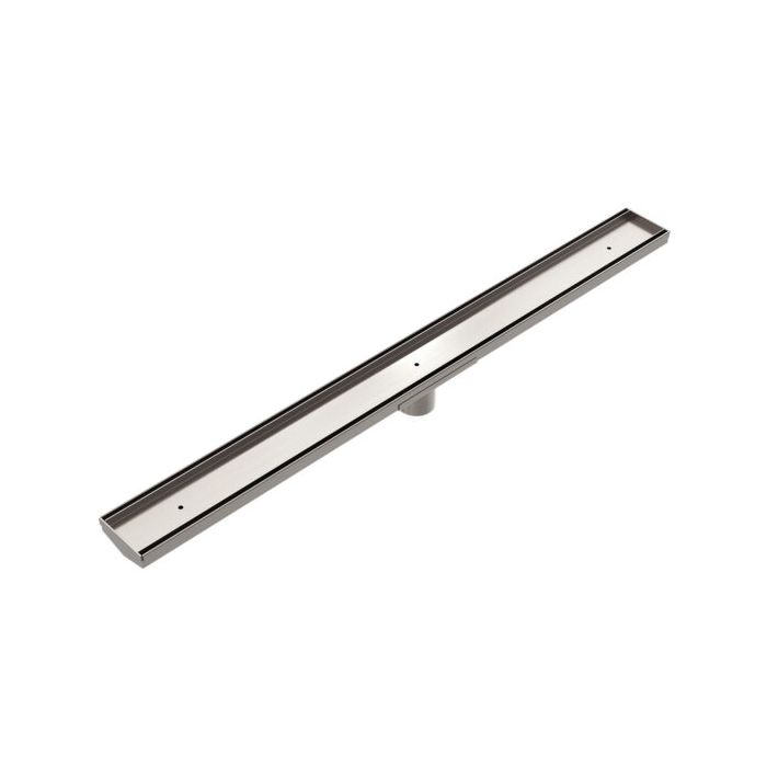 Nero 900mm Tile Insert V Channel Floor Grate 50mm Outlet - Brushed Nickel