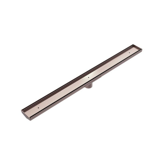 Nero 900mm Tile Insert V Channel Floor Grate 50mm Outlet - Brushed Bronze