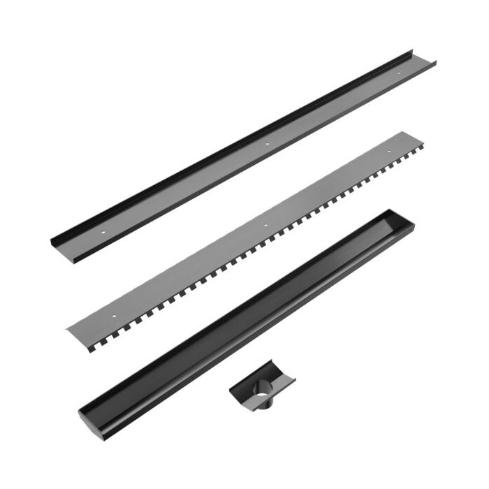 Nero 900mm Tile Insert V Channel Floor Grate 50mm Outlet - Gun Metal