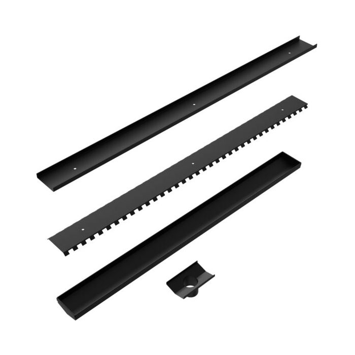 Nero 900mm Tile Insert V Channel Floor Grate 50mm Outlet - Matte Black