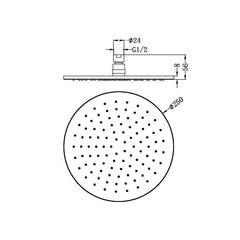 Nero Round 250mm Shower Rose - Chrome