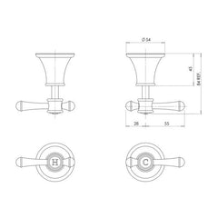 Phoenix Nostalgia Lever Handle Wall Tap Assemblies - Chrome, Brushed Nickel, Antique Black