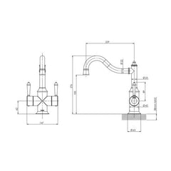 Phoenix Nostalgia Twin Handle Sink Mixer 230mm Shepherds Crook
