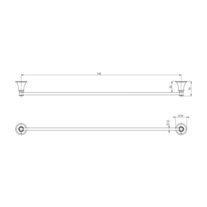 Phoenix Nostalgia Single Towel Rail 760mm - Chrome