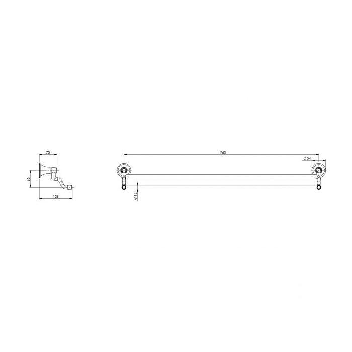 Phoenix Nostalgia Double Towel Rail 760mm - Brushed Nickel