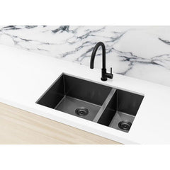 Meir 670mm x 440m One and Half Bowl Kitchen Sink - Gun Metal Black