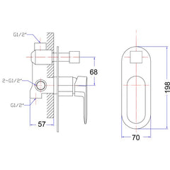 Acl Cora Shower Mixer w/ Divertor Chrome