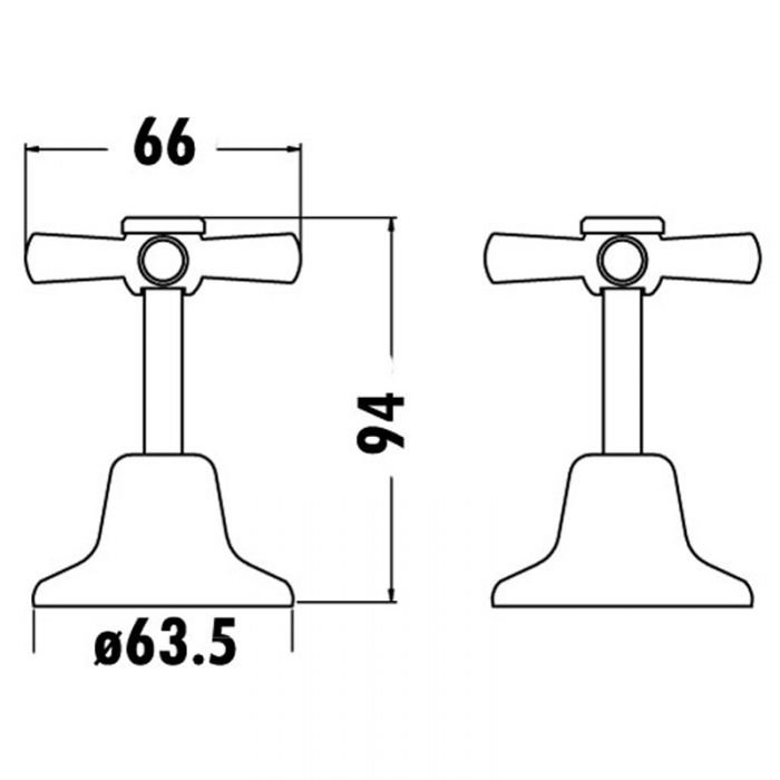 ACL Chrome Cross Handle Wall Tap Assembly PENZ02