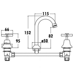 ACL Chrome Cross Handle Basin Set PENZ04