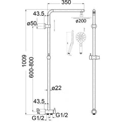 ACL Cora Twin Hose Round Multifunction Shower Set - Chrome