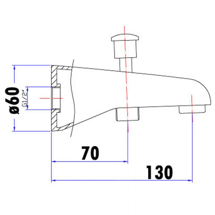 Acl Yale 130mm Bath Spout w/ Divertor