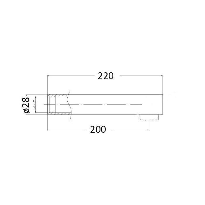 Acl Yale Round 220mm Chrome Bath Spout