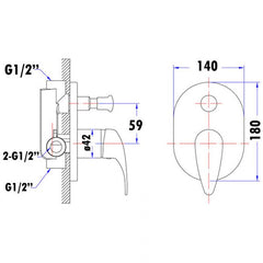 Acl Ruby Shower Mixer W/ Divertor