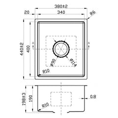 Acl New Cora 440mm x 380mm Kitchen Sink