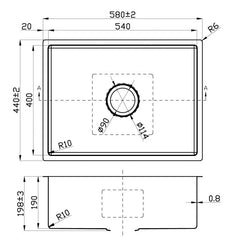 Acl Cora 580mm x 440mm Kitchen Sink