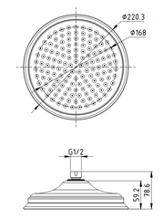 ACL Clasico Shower Head Round 220mm - Brushed Gold
