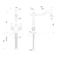 Providence Double Sink Mixer - Brushed Brass