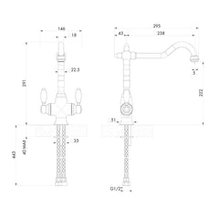 Providence Double Sink Mixer - Chrome