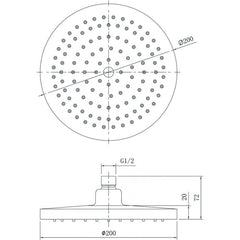 Acl 200mm Plastic Round Shower Head