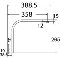 Acl PRY030B Rectangle High Rise Shower Arm Matte Black