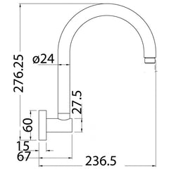 Acl PRY016 Gooseneck Shower Arm