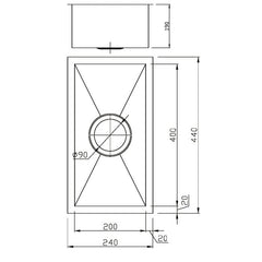 Acl Rosa 240mm x 440mm Kitchen Sink