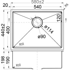 Acl Eden 540mm x 440mm Kitchen Sink