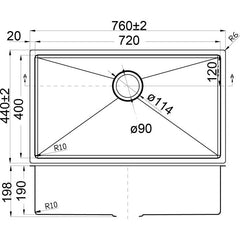 Acl Eden 760mm x 440mm Kitchen Sink