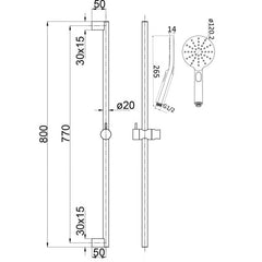 Acl Cora Shower and Rail Brushed Nickel